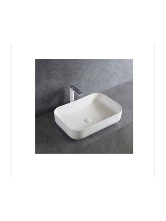 Sanindusa Επικαθήμενος Νιπτήρας Πορσελάνης 61x42x14cm Λευκός