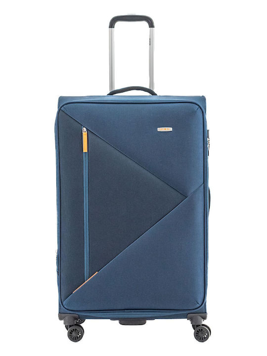 Lamonza Großer Reisekoffer Weichschalen Blau mit 4 Räder Höhe 79cm A13097