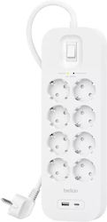 Belkin Πολύπριζο Aσφαλείας 8 Θέσεων με Καλώδιο 2m