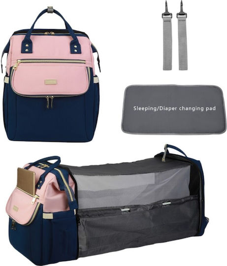Lequeen Wickeltasche-Bett Rucksack Rosa 35x23x42cm.