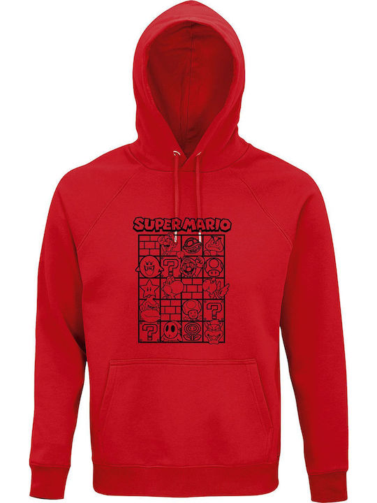 Hoodie Unisex Organic " Super Mario Fanart " Red