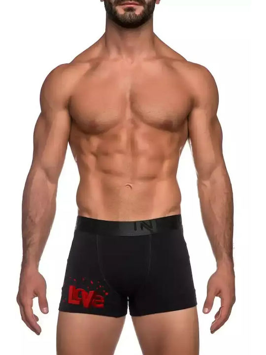 Inizio Love Men's Boxer Black with Patterns