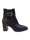 Leather Women's Ankle Boots with High Heel Black