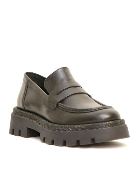 Δερμάτινα Γυναικεία Loafers σε Μαύρο Χρώμα