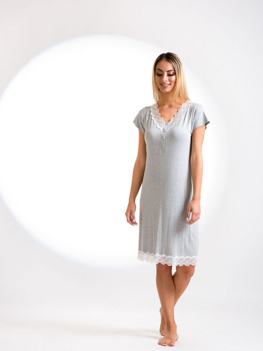 Dama Koupa Nightgown Maternity & Nursing Gray