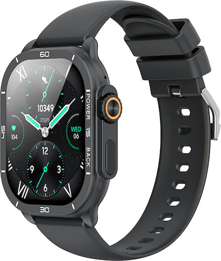 XO J12 Smartwatch με Παλμογράφο (Ανθρακί)
