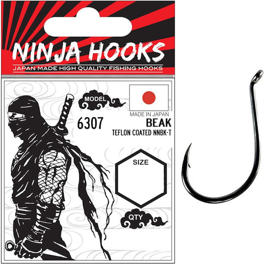 Ninja Teflon Coated Beak Hook 6307 #2/0 6 Τεμάχια