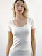 Women's Short Sleeve Woolen T-Shirt Ecru