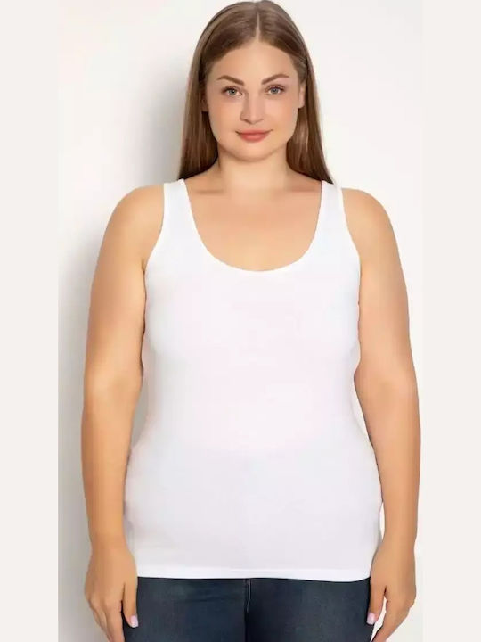 Plus Size mit Spaghetti-Träger Weiß Damen T-Shirt