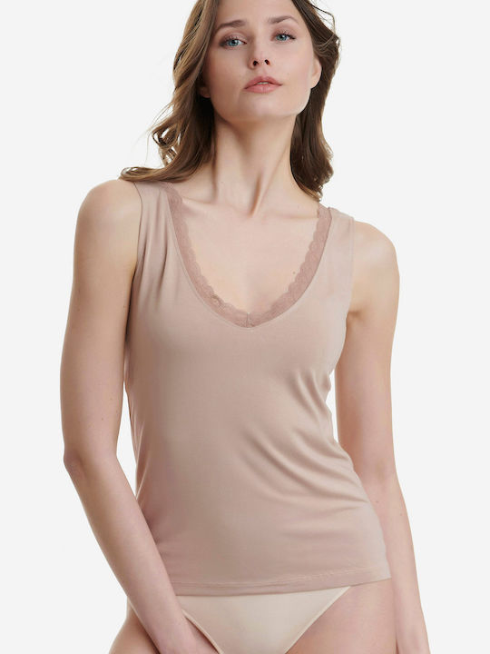 Women's Sleeveless T-Shirt Beige