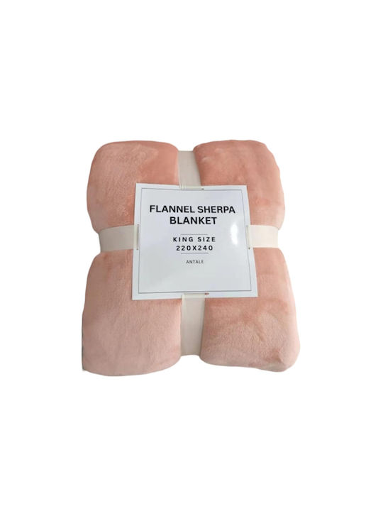 Marwa Sherpa Blanket Double 220x240cm Salmon