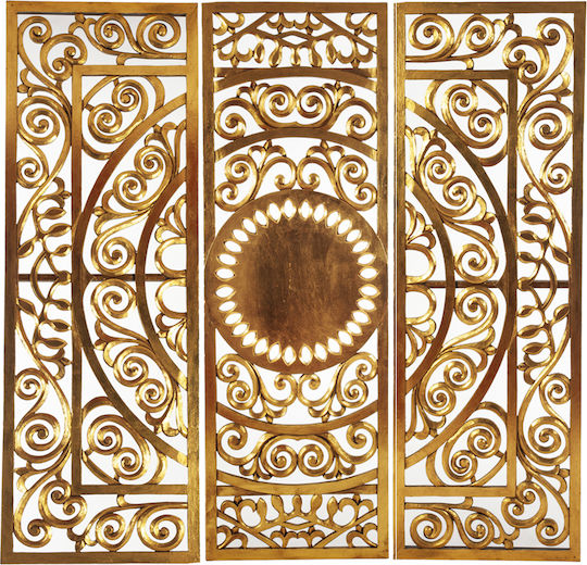 Artekko Mirroki Holz Gold Dreifaches Dekoratives Wandpaneel 160x53x4 cm 3 Stück 667-4009-a