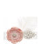 Official Baptism Headband Embroidered with Dazzling Rhinestones Stunning Flower Shiny Pearls at the Core Impressive Peach Feather
