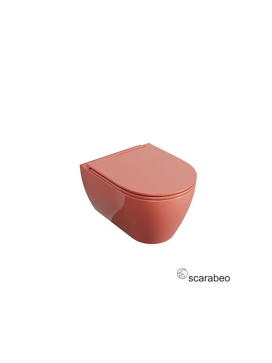 Scarabeo Λεκάνη Κρεμαστή Rimless με Slim Κάλυμμα Soft Close Peach Glossy Scarabeo Λεκάνη Κρεμαστή Rimless με Slim Κάλυμμα Soft Close Peach Glossy