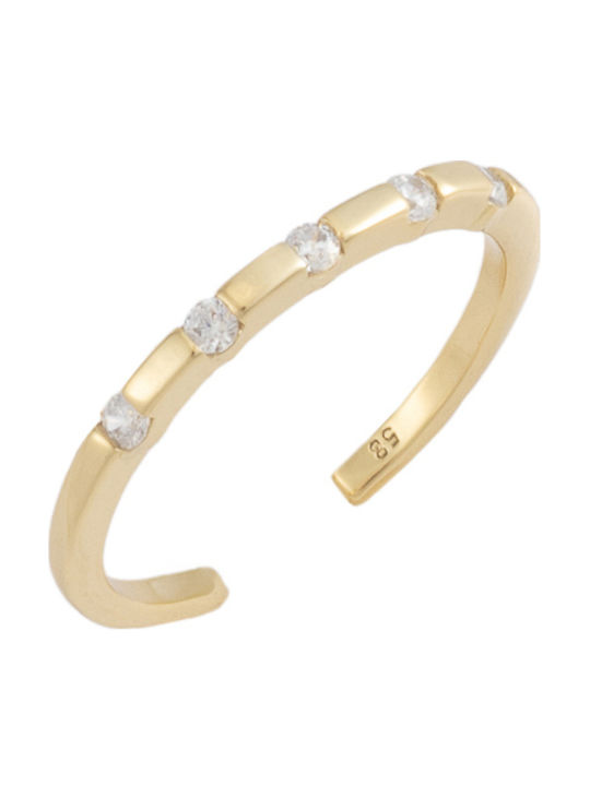 Prince Silvero Ring Small Wedding Band with Stones made of Silver Gold Plated
