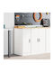 Living Room Display Cabinet Made of Solid Wood White 30x51x85cm