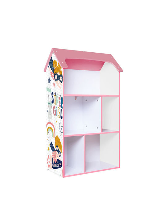 Kids Wooden Bookcase Pink 54x27x91.5cm