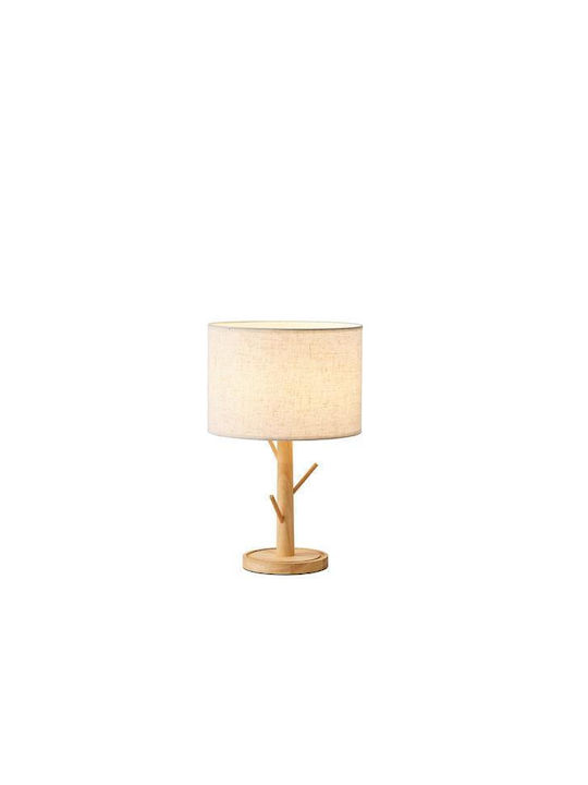 Eurolamp Wood Table Lamp for Socket E27 with Beige Shade and Base
