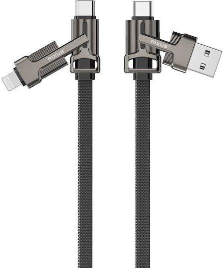 Rixus Braided USB to Lightning / Type-C 1m Cable Multicolour