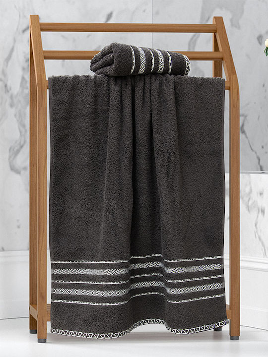 Lino Home Πετσέτα Σώματος Lux 70x140εκ. Anthracite Βάρους 550gr/m²