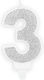 Birthday Candle Number "3" in Silver Color AHC40-3