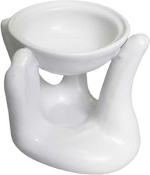 Aromatic Ceramic Essential Oil Burner Open Hands White 10cm