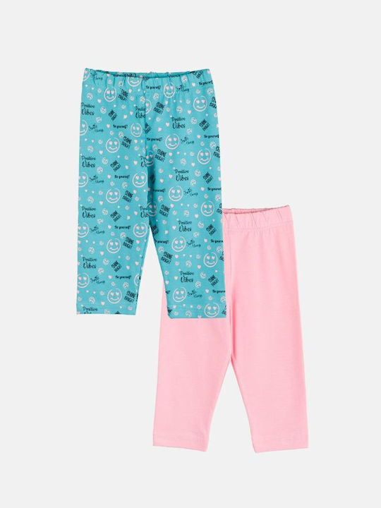 Joyce Kids Leggings Set Capri Light blue-pink