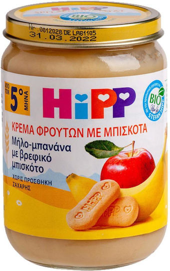 Hipp Φρουτόκρεμα με Γεύση Μήλο Μπανάνα Χωρίς Προσθήκη Ζάχαρης 190gr για 5+ Μηνών