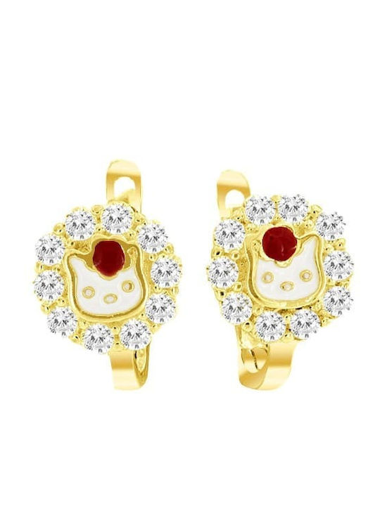 Κίτρινα Χρυσά Παιδικά Σκουλαρίκια Κ14 Hello Kitty Sk11101106