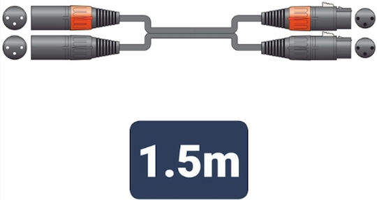 Citronic Cable 2 x XLR female - 2 x XLR male Μαύρο 1.5m 2XF-2XM150