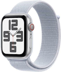 Apple Watch SE 2024 Cellular 44mm Silver με Cloud Blue Sport Loop Apple Watch SE 2024 Cellular 44mm Silver με Cloud Blue Sport Loop