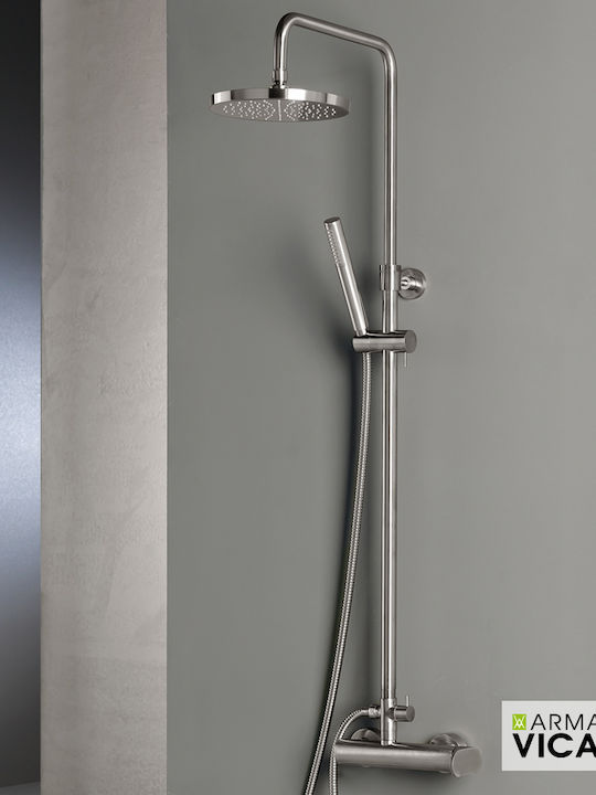 Armando Vicario Slim Mixing Shower Shower Faucet Thermostatic Complete Set Inox
