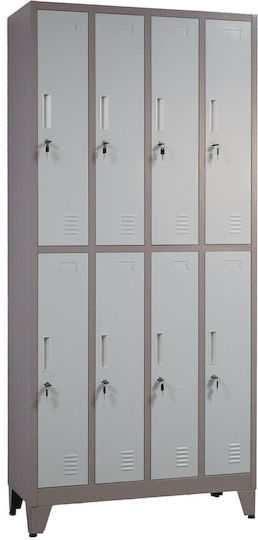 Schließfach ES-25 Metallisch mit Verriegelungsfunktion mit 8 Außenschränke 90x45x195cm