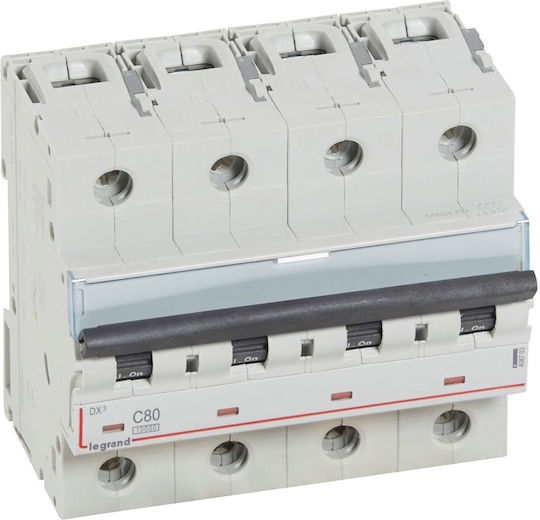 Legrand Dx³ 4p 80a Automatic Three-Phase Circuit Breaker 10ka 400v Type C Neutral Disconnection N 408703