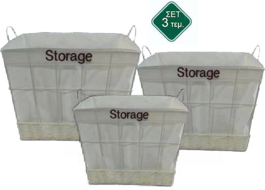 TnS Storage Basket Fabric White 3pcs
