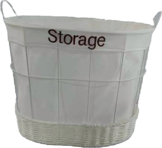 TnS Καλάθι Αποθήκευσης Υφασμάτινο Λευκό 48x35x40cm