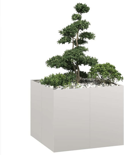 vidaXL Metallic Silver Planter Box 100x100x80cm