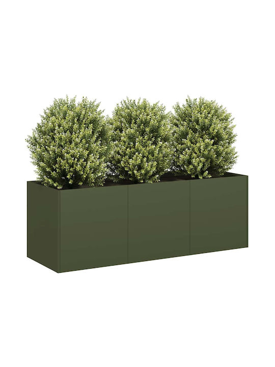 vidaXL Кутия за саксии Метал Зелен 120x40x40см.