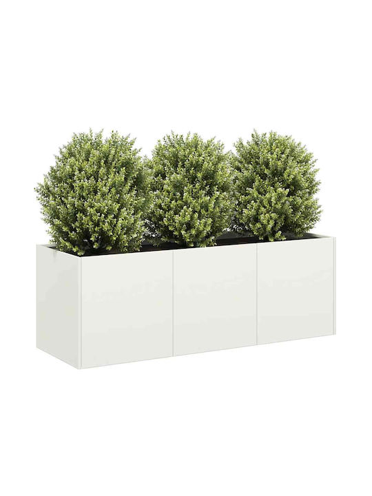 vidaXL Кутия за саксии Метал Бял 120x40x40см.