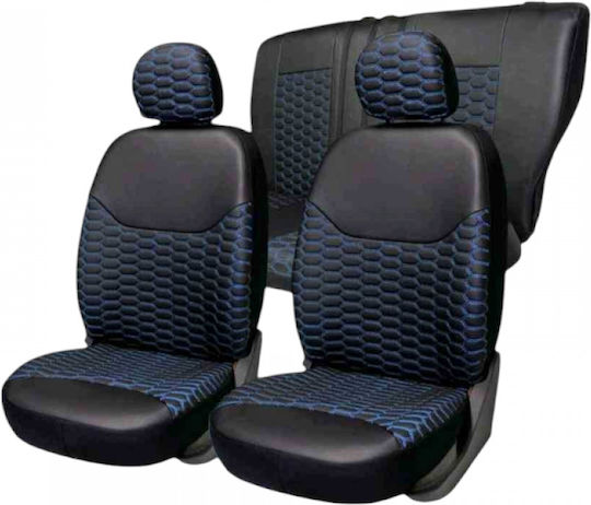 Car Cover Set Leatherette Blue