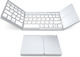 Foldable B033 Ασύρματο Bluetooth Πληκτρολόγιο με Touchpad Αγγλικό US Λευκό