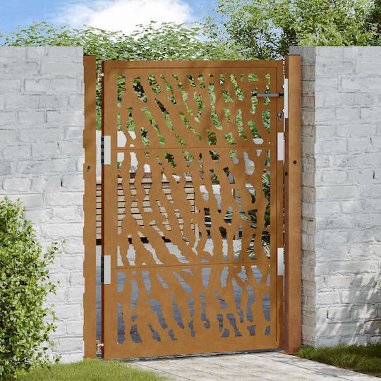 Vidaxl Πύλη Κήπου 105x130 Cm Διαβρωμένο Χάλυβα Σχεδιασμό Ίχνους Καφέ