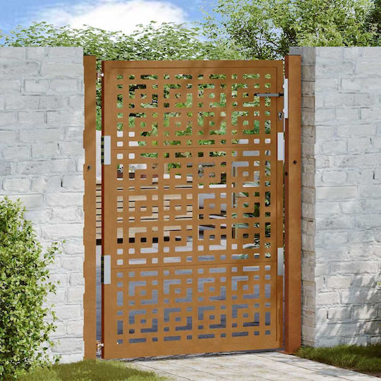 Vidaxl Garden Gate 105x130 Cm Cross Design Weathered Steel Brown