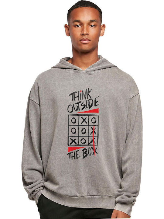 Oversized Premium Hoodie Think Outside Box Weiß Popkultur Asphalt