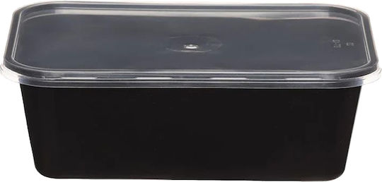 PP Mikrowellenbehälter Beach Einzeln Schwarz Transparenter Deckel 1000ml 50 Stück