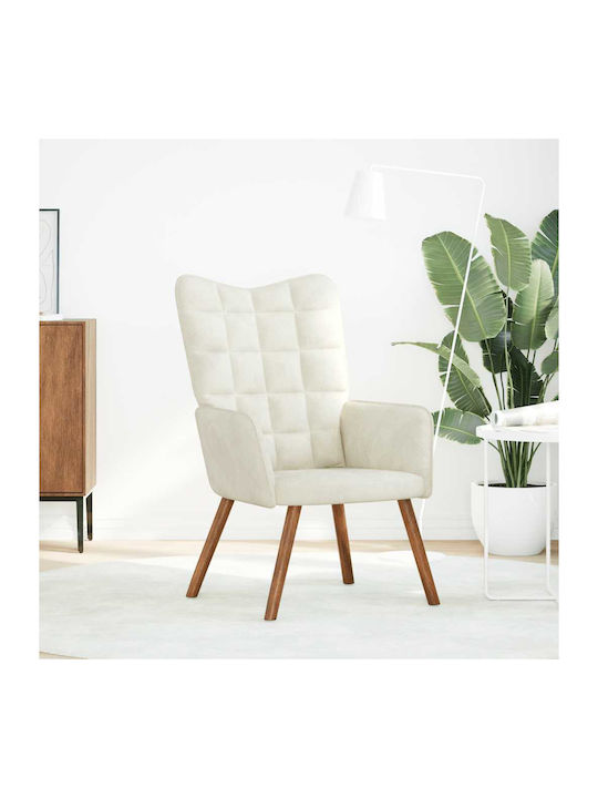 Πολυθρόνα Βελούδινη Λευκό Κρεμ 61.5x69x95.5cm