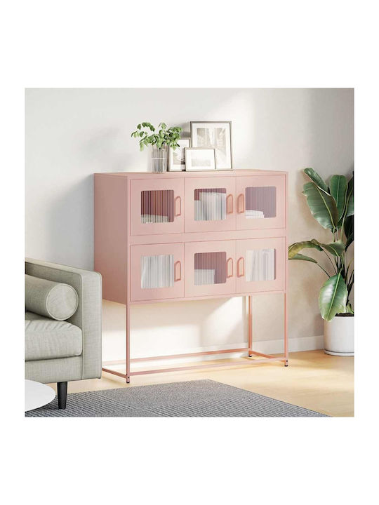 Sideboard Cabinet made of Metal Pink 100.5x39x1...