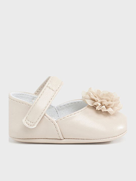 Kids Ballerinas with Hoop & Loop Closure Beige