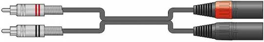 Citronic Cable 2 x XLR Male - 2 x RCA Male Black 3m 2R-2XM300