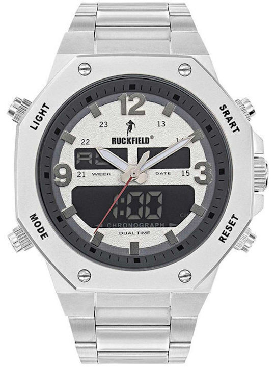 Ruckfield Digital Men's Watch Chronograph Battery with Silver Metal Bracelet